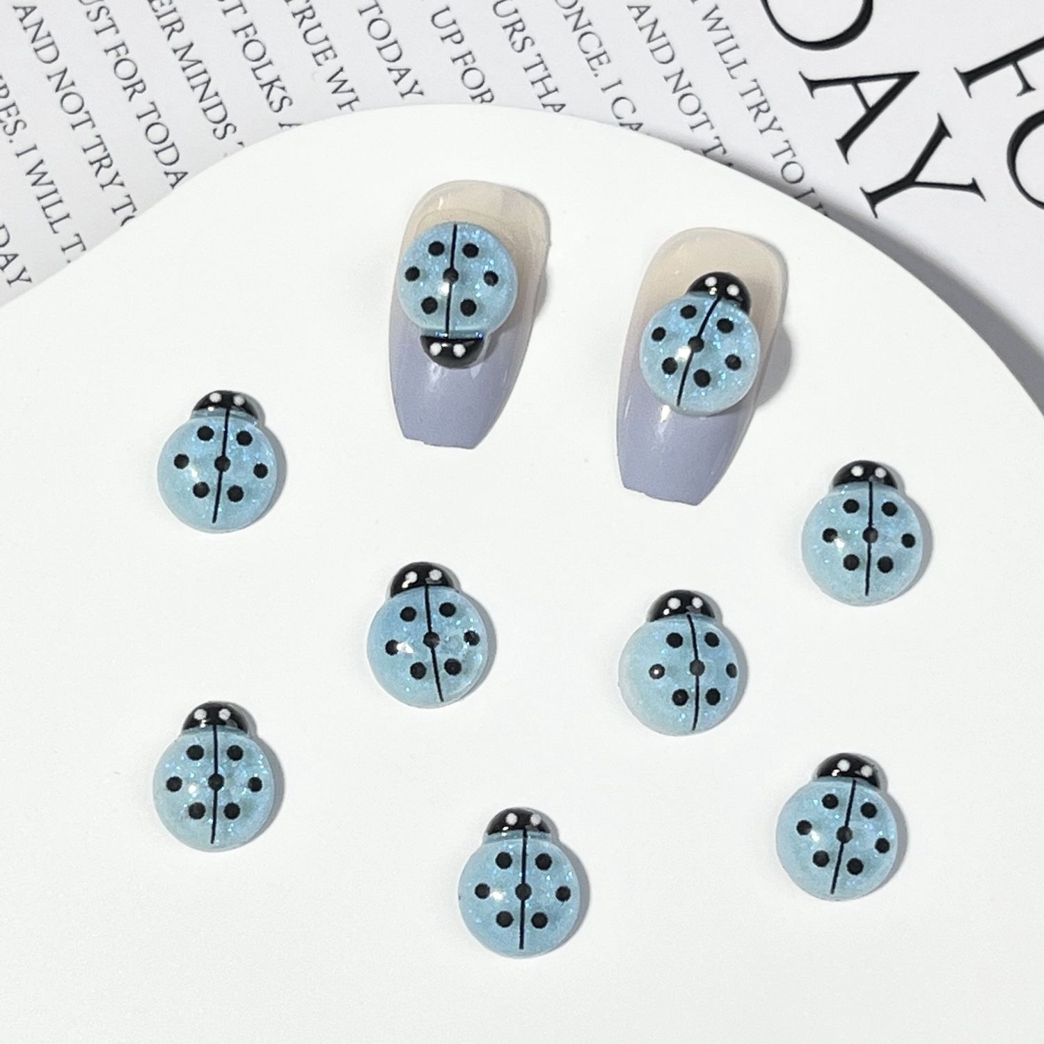 Ladybugs Nail Charm (2pcs), color: Blue