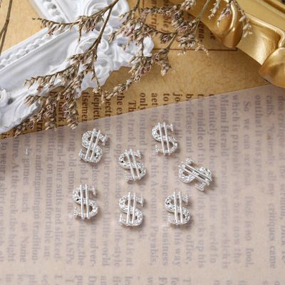 Dollar Sign Nail Charms - Silver (5pcs)