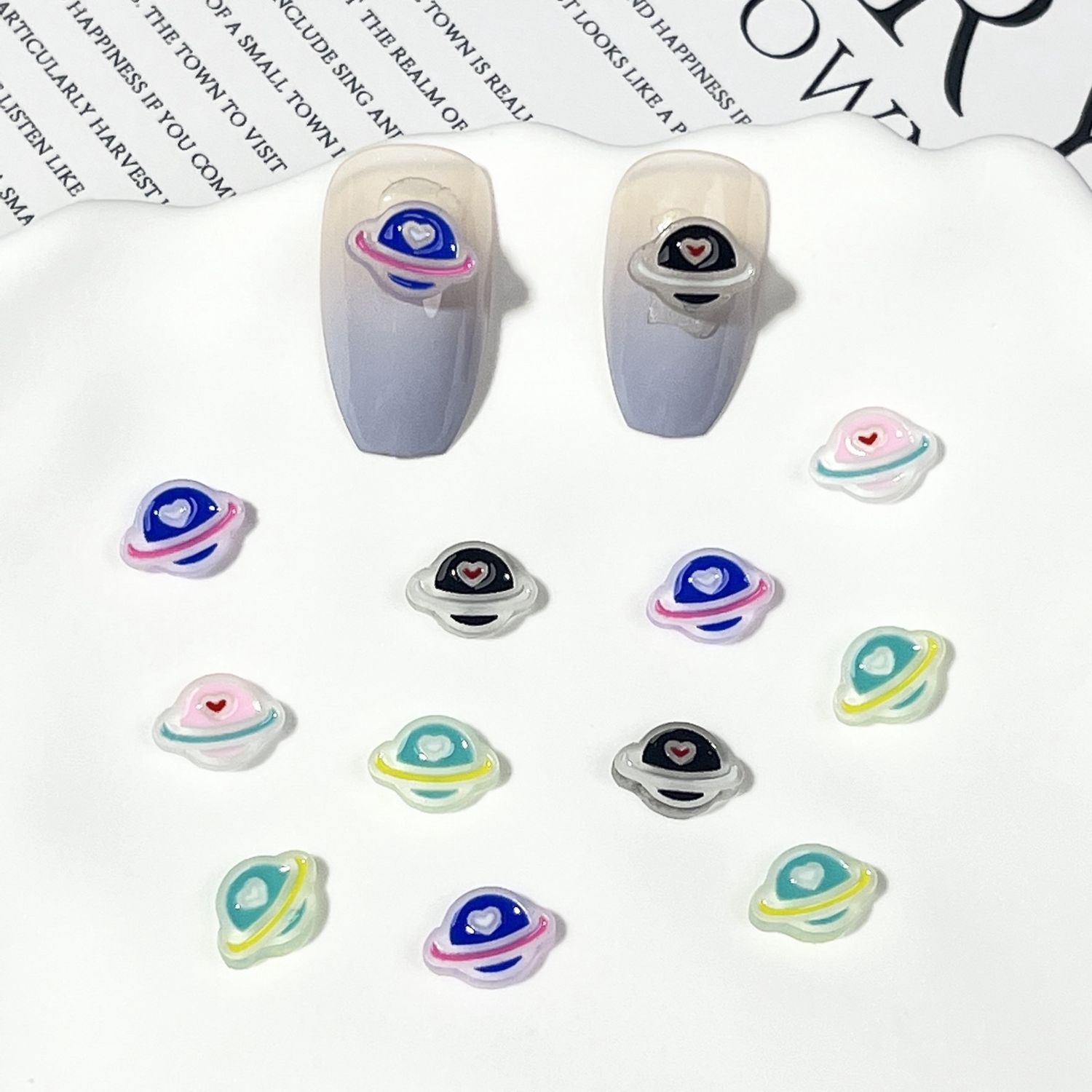 Luminous Mini Planet Nail Charm (4pcs), color: Mixed