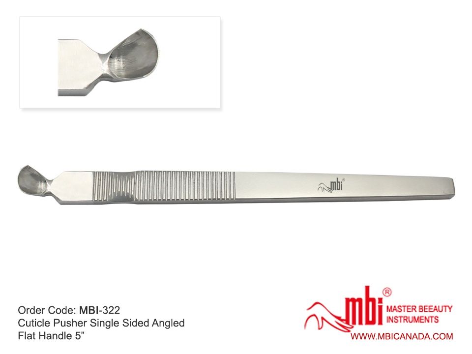 MBI-322 Cuticle Pusher Single Sided Angled Flat Handle