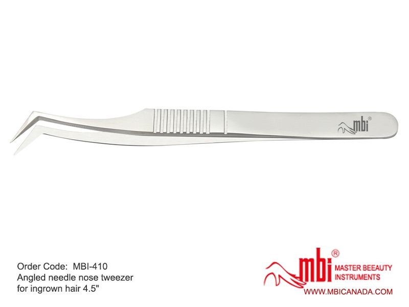 MBI-410 Angled Needle Nose tweezer Size 4.5″