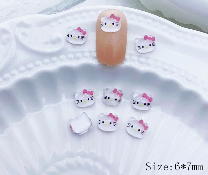 Mini 3D Cartoon Nail Charms (5pcs), color: HelloKitty Pink