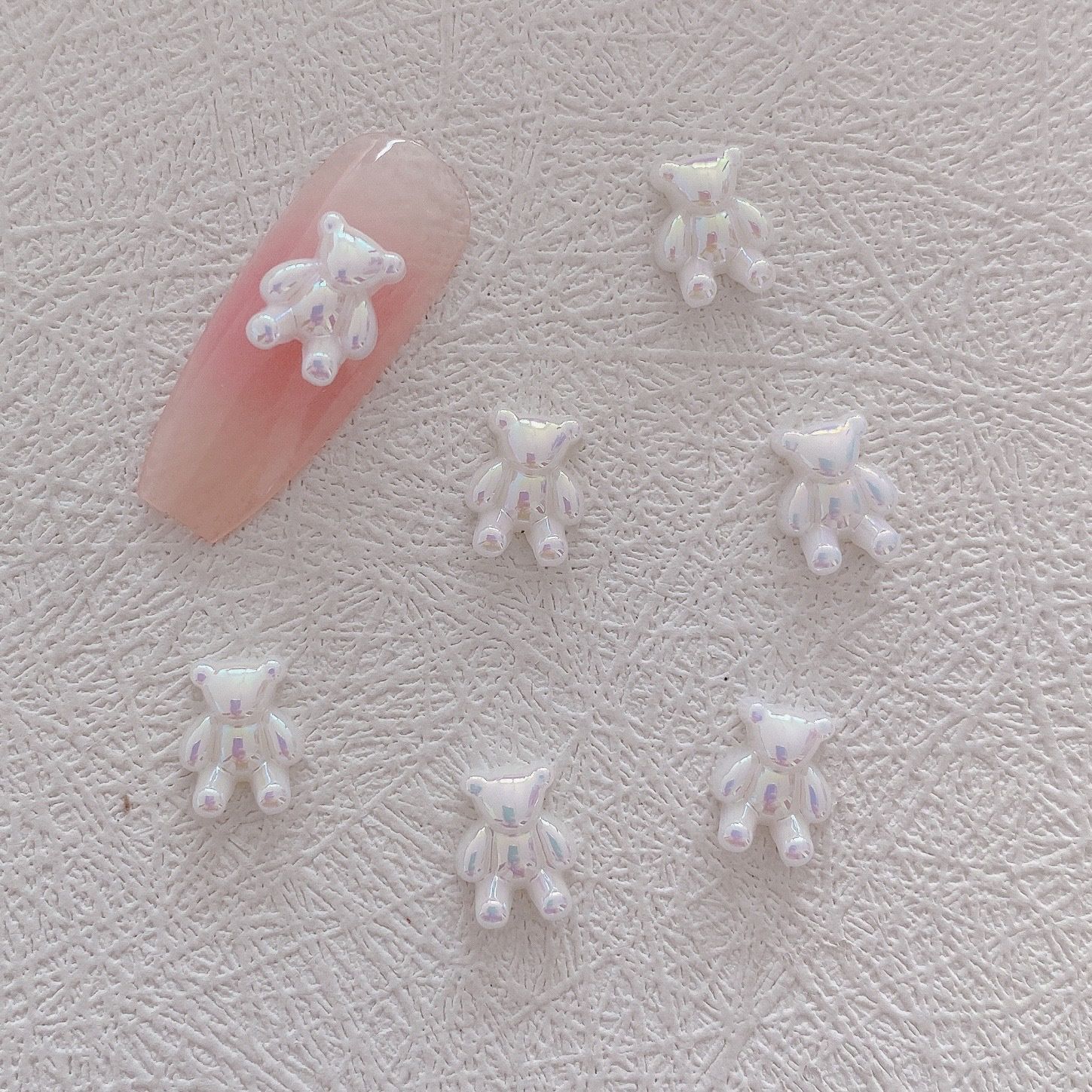 Laser Gummy Bear Nail Charm (5pcs), color: White