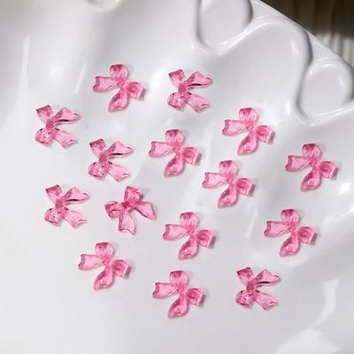 Crystal Bowtie Nail Charm (5pcs), color: Pink