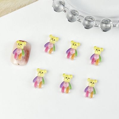 Bear Nail Charm (5pcs), color: Rainbow