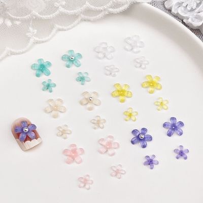Mini Sheer Flower Nail Charm (5pcs)