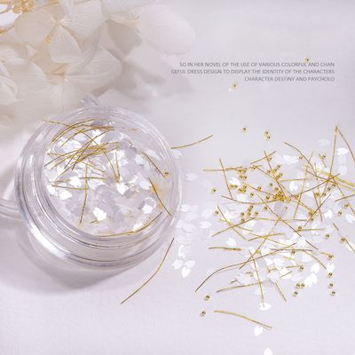 Flower Leaves Nail Art Glitter with Bead