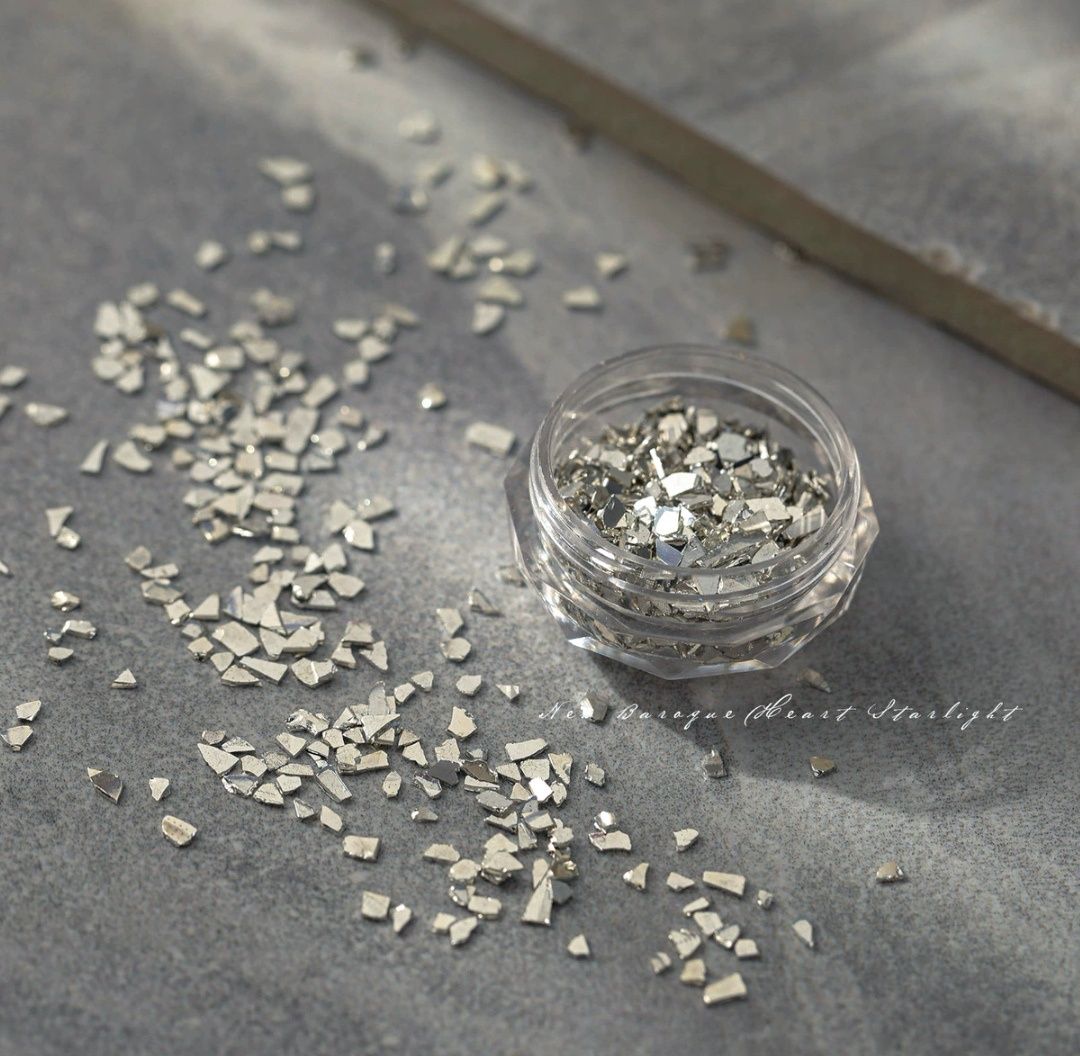 3D  Glass Nail Glitter 1.5g, color: Silver