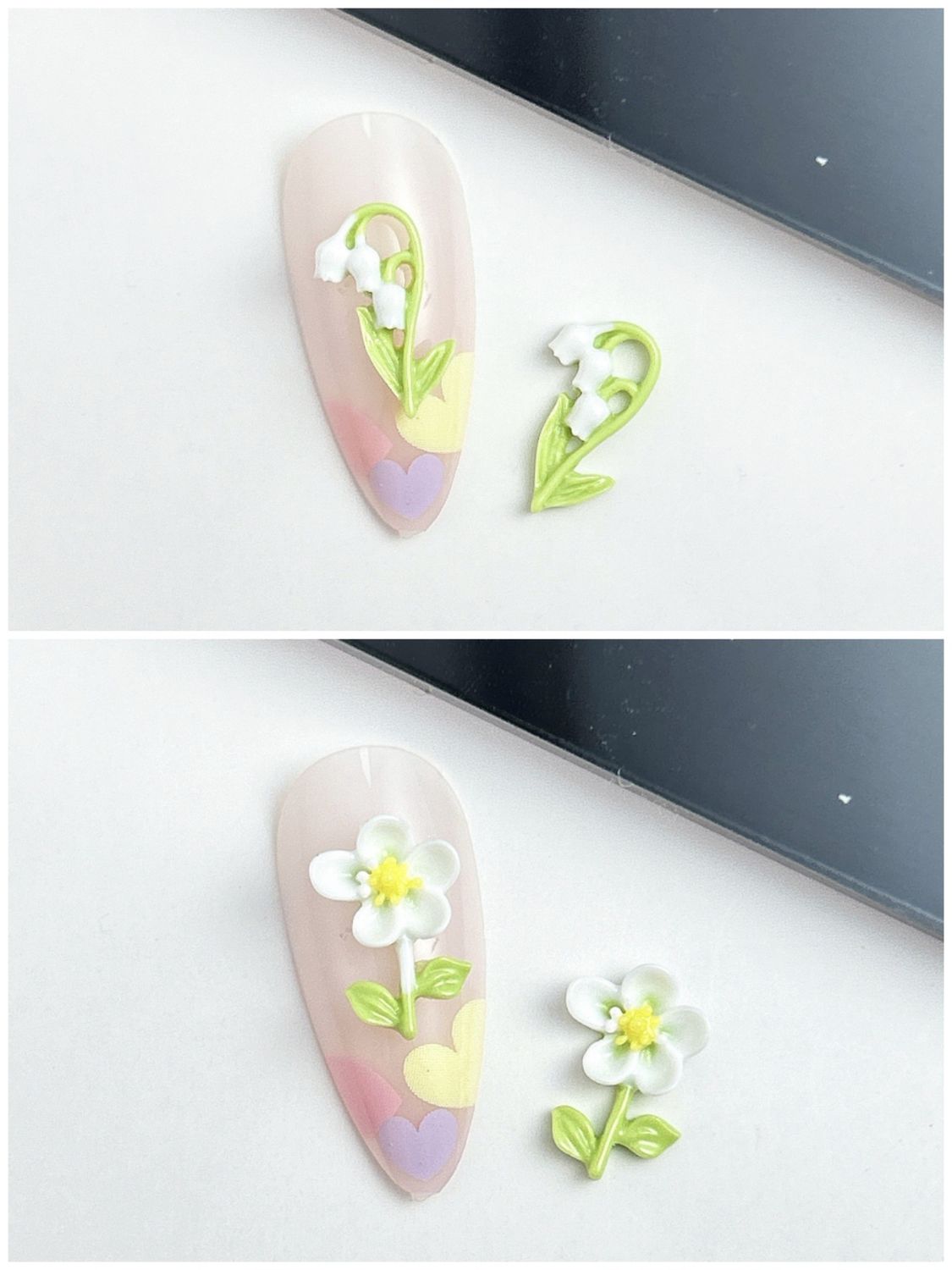 Luminous Flower Nail Charm 4pcs