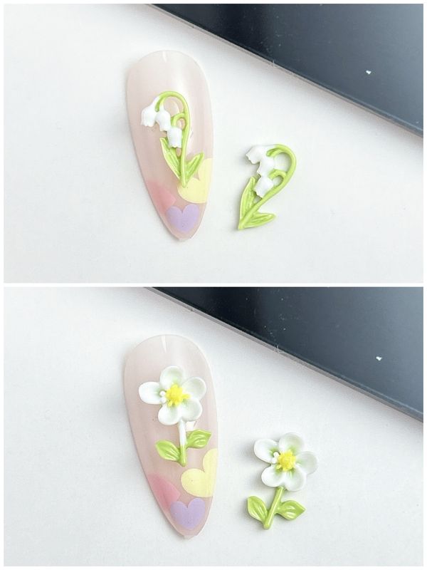 Luminous Flower Nail Charm 4pcs