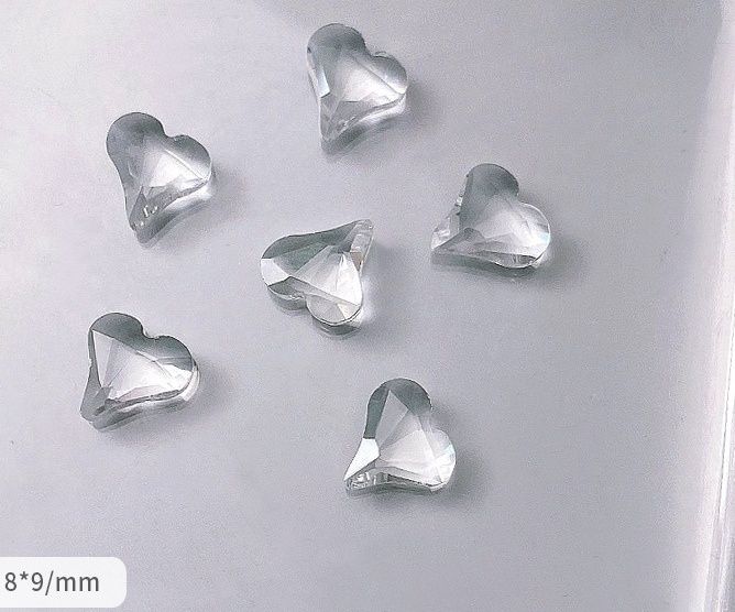 3D Crystal Glass  Heart Rhinestone (5pcs)