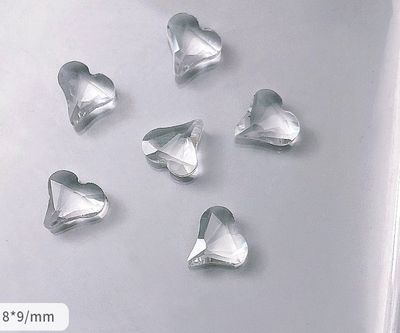 3D Crystal Glass  Heart Rhinestone (5pcs)