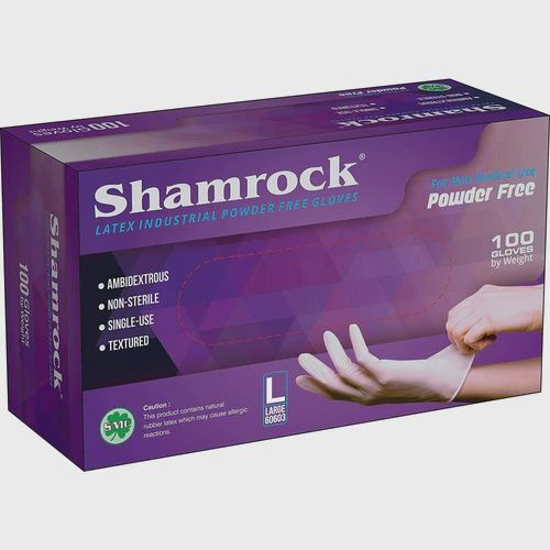 Shamrock Latex Gloves Powder free, Size: Large