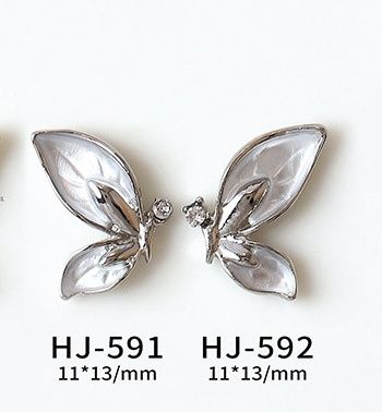Luxury Nail Charms -Butterfly 2 pcs/Bag, color: Silver