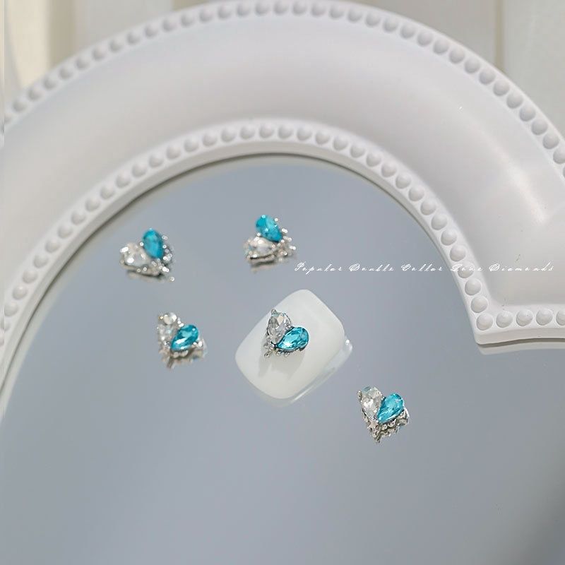 Luxury Nail Charms -Heart 2 pcs/Bag, color: Blue
