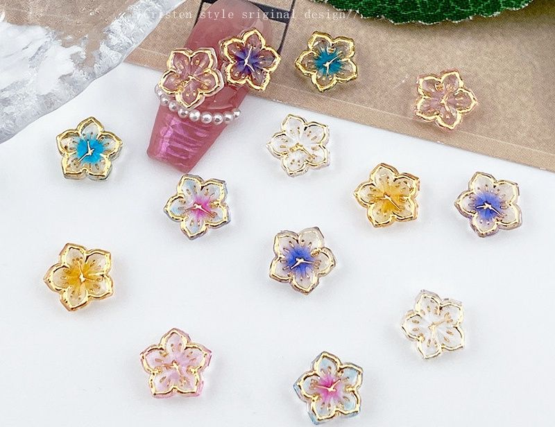 3D Flower Nail Charms Mixed 4pcs/bag