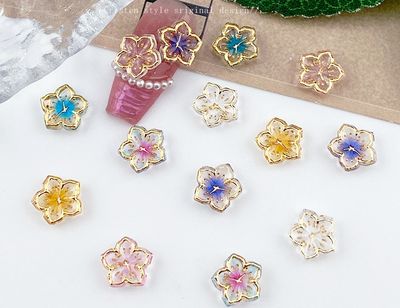 3D Flower Nail Charms Mixed 4pcs/bag