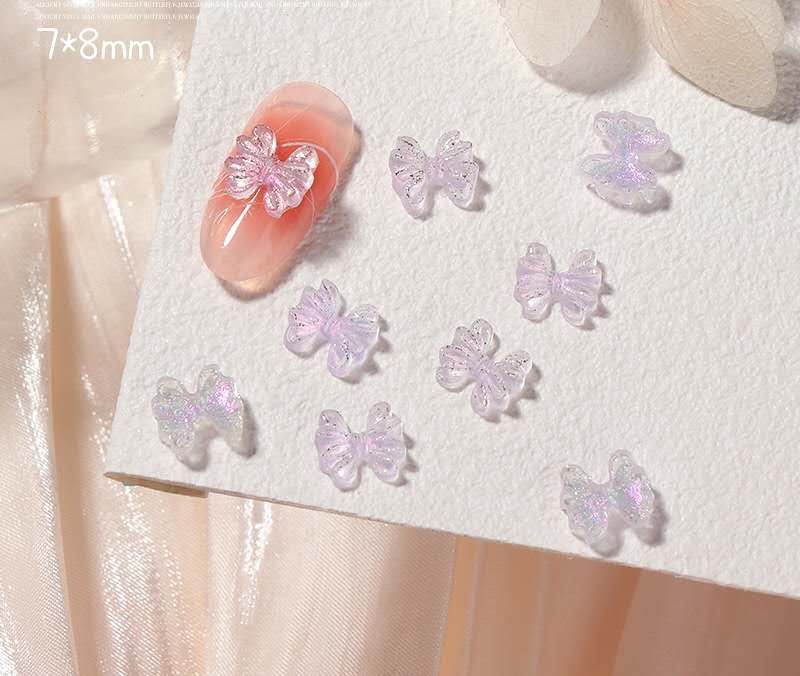 Crystal Bow Tie Charm 5pcs, color: Purple