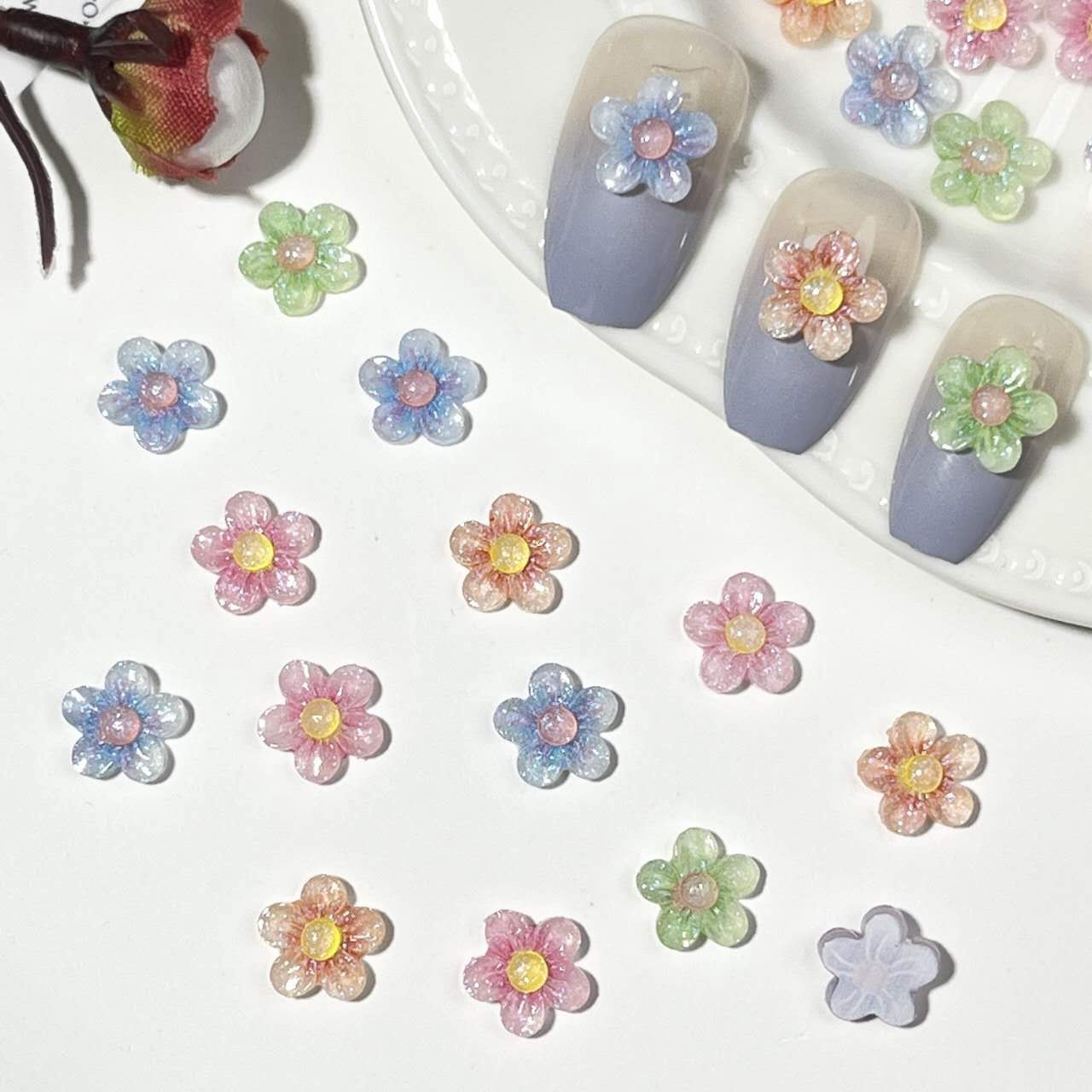 Crystal Flower Charm Mixed 6pcs
