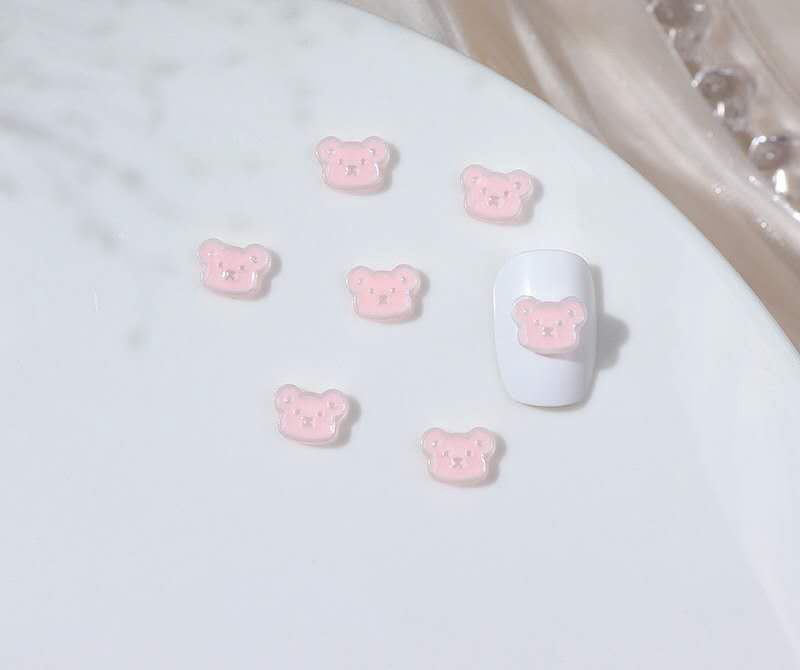 Mini Bear Nail Charm 2pcs, color: Pink