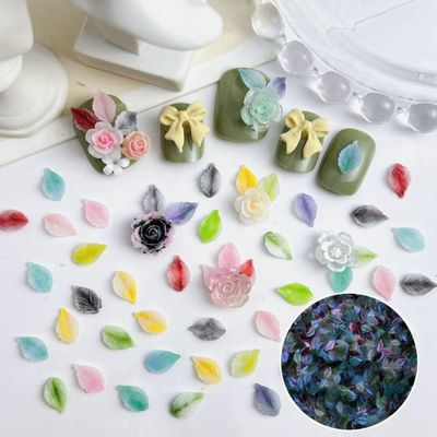 Luminous Leaf Nail Charm - Mixed 6pcs