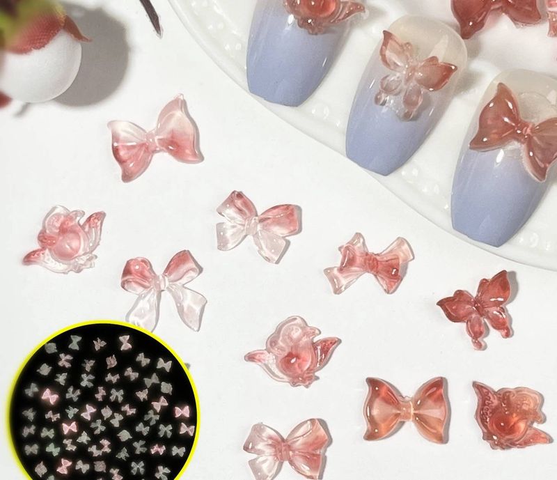Luminous Bow Tie Nail Charm 2pcs