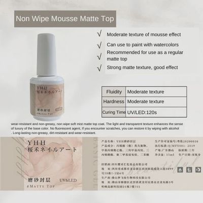YHH Non Wipe Mousse Matte Top Coat 15ml