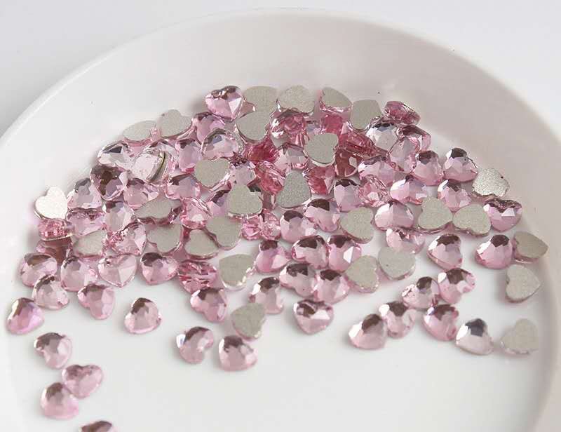 Mini Heart Rhinestone 10pcs/ bag, color: Pink
