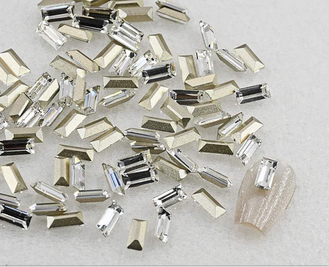 3D Siver Rectangle Rhinetone 20pcs/bag