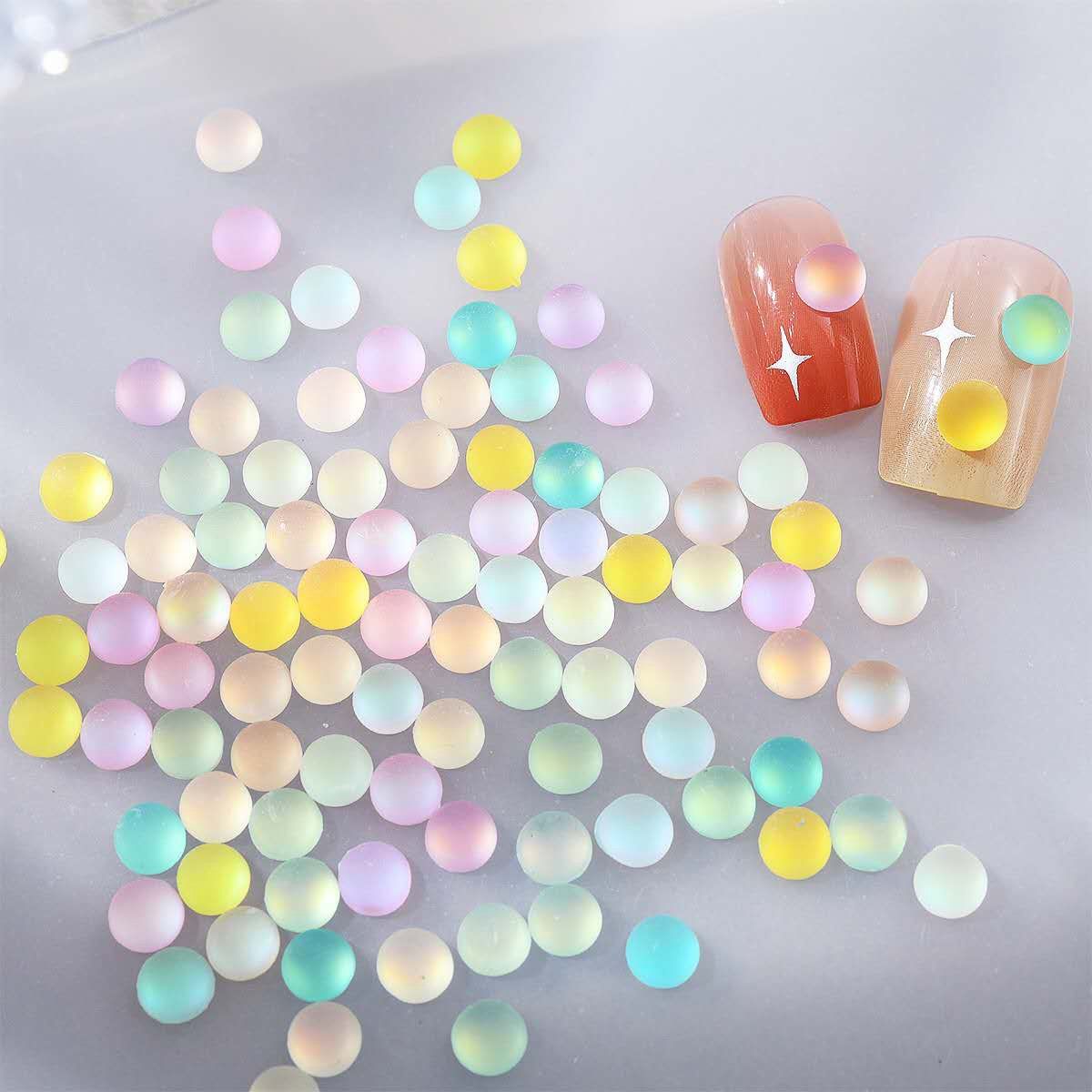 Flatback Round Resin Nail Beads 5pcs/bag