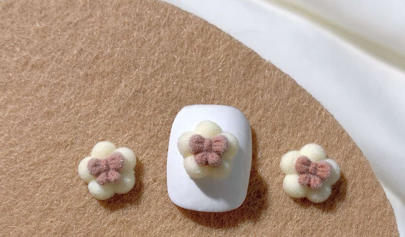 3D Velvet Nail Charms (2pcs), Name: Flower