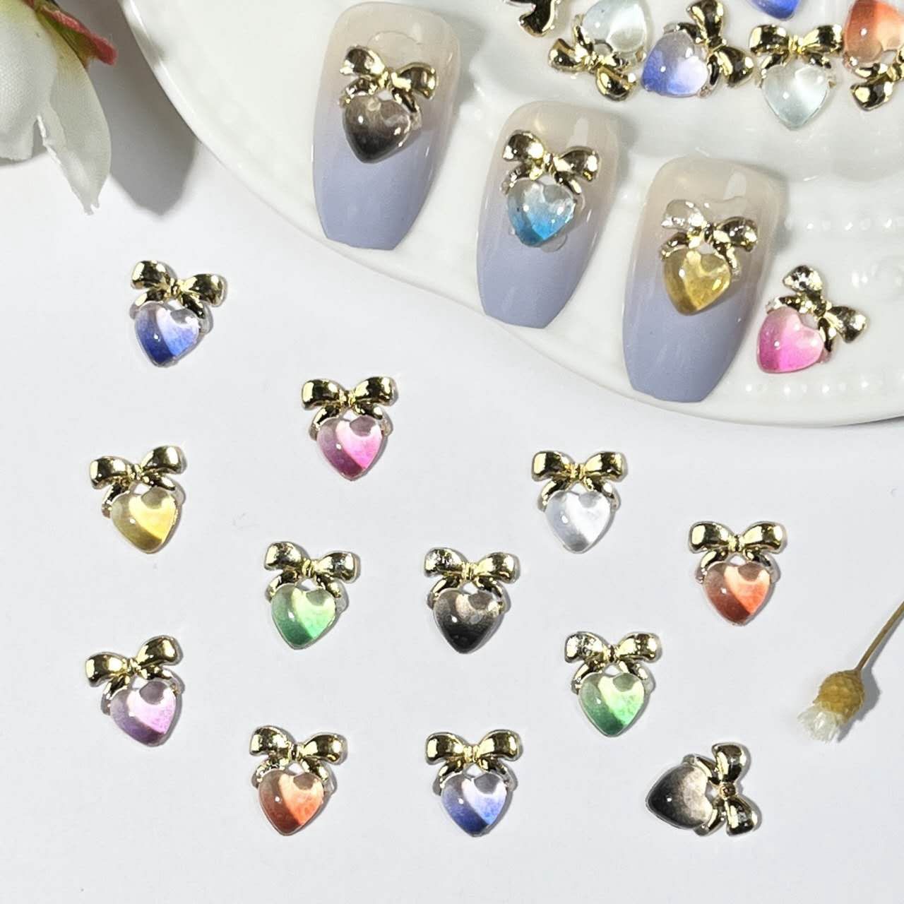 Heart Nail Charms Flatback 5pcs/bag