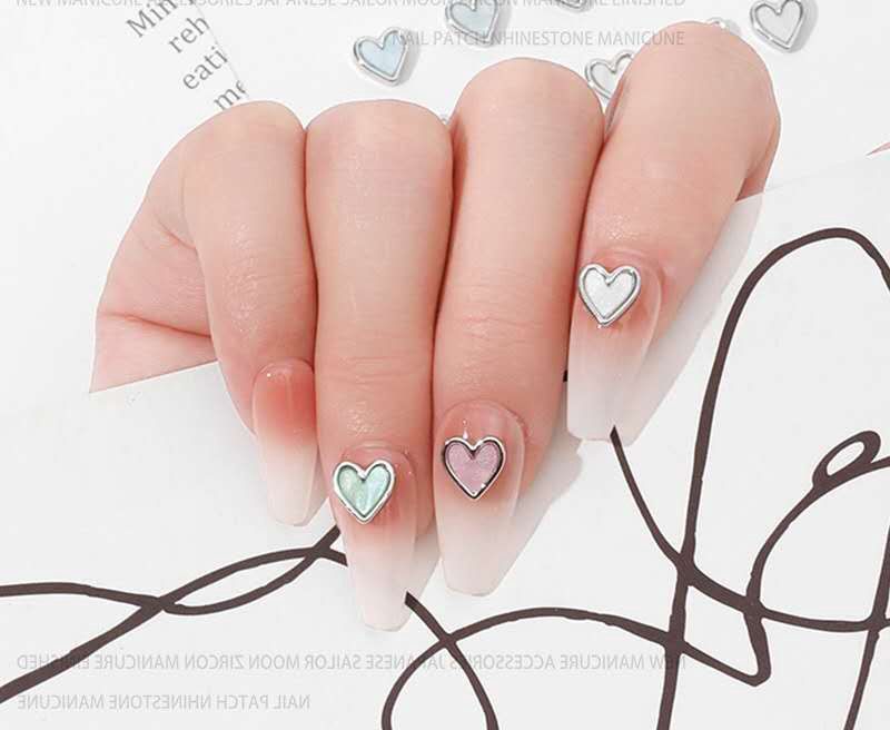 Metal Heart Nail Charms 2pcs/bag