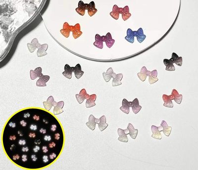 Luminous Bow Tie Nail Charms 6pcs/bag