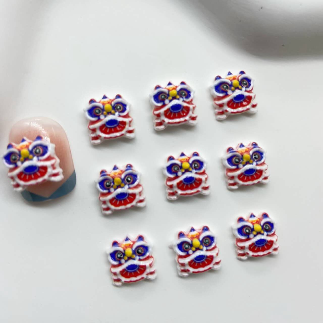 3D Lion Nail Charms 2pcs/bag, color: Red