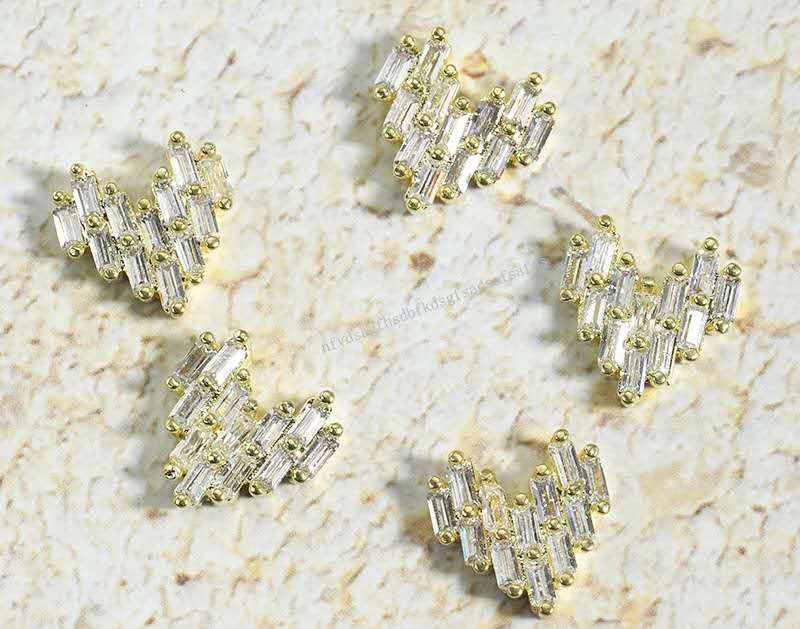 3D Metal Heart Nail Charms 2pcs/bag, Name: Silver