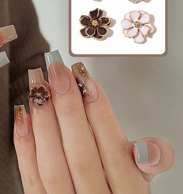 3D Camellia Nail Charms 2pcs/bag