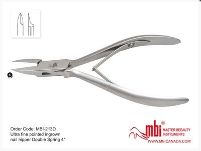 MBI-213D Ultra Fine Pointed Ingrown Nail Nipper Double Spring Size 4″