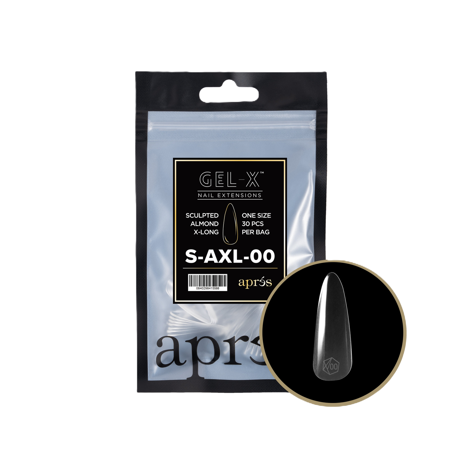 GEL-X® Sculpted Almond Extra Long Refill Bag (30pcs), Size: 00
