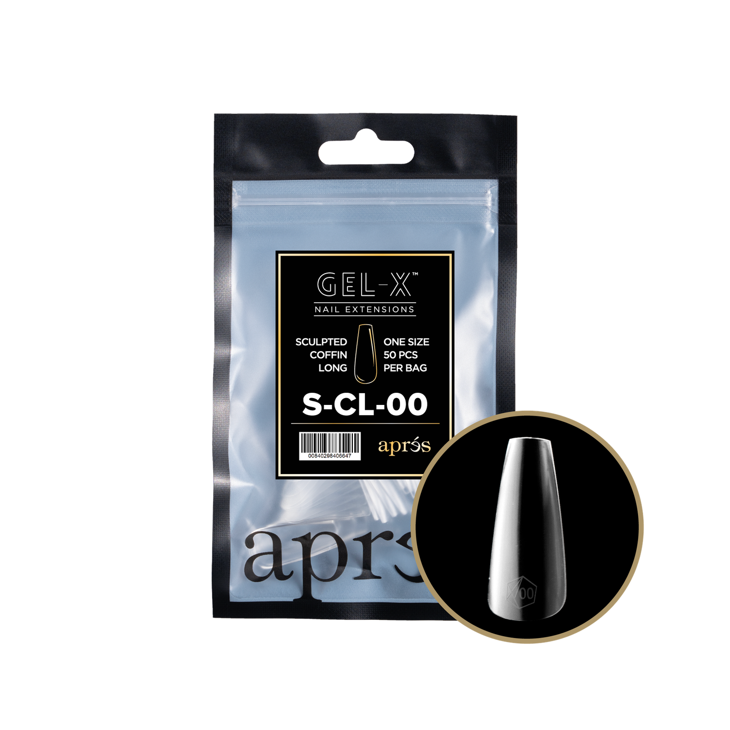 GEL-X® Sculpted Coffin Long Refill Bag (50pcs), Size: 00