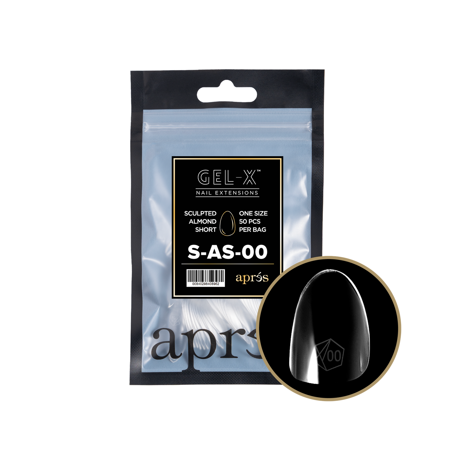 GEL-X® Sculpted Almond Short Refill Bag (50pcs), Size: 00