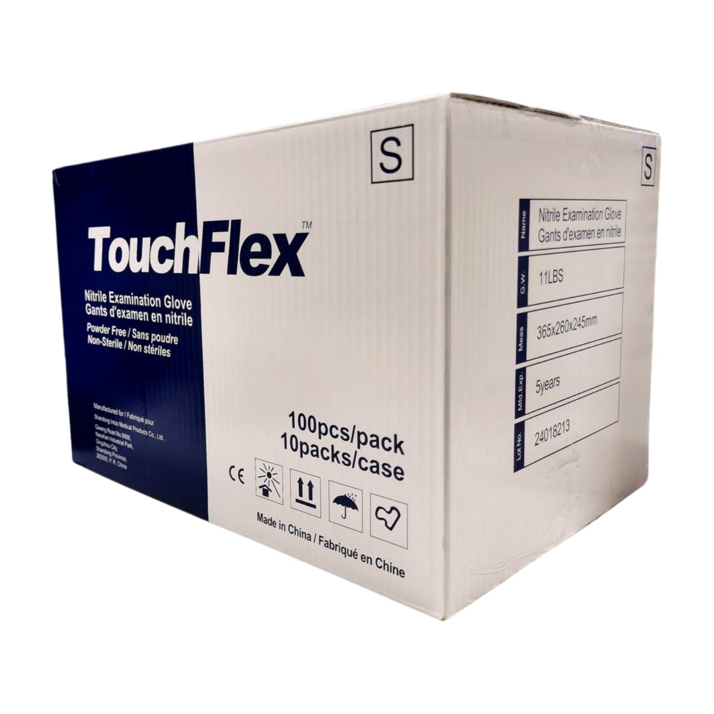TouchFlex Blue Nitrile  Exam Gloves (Case), Size: Small