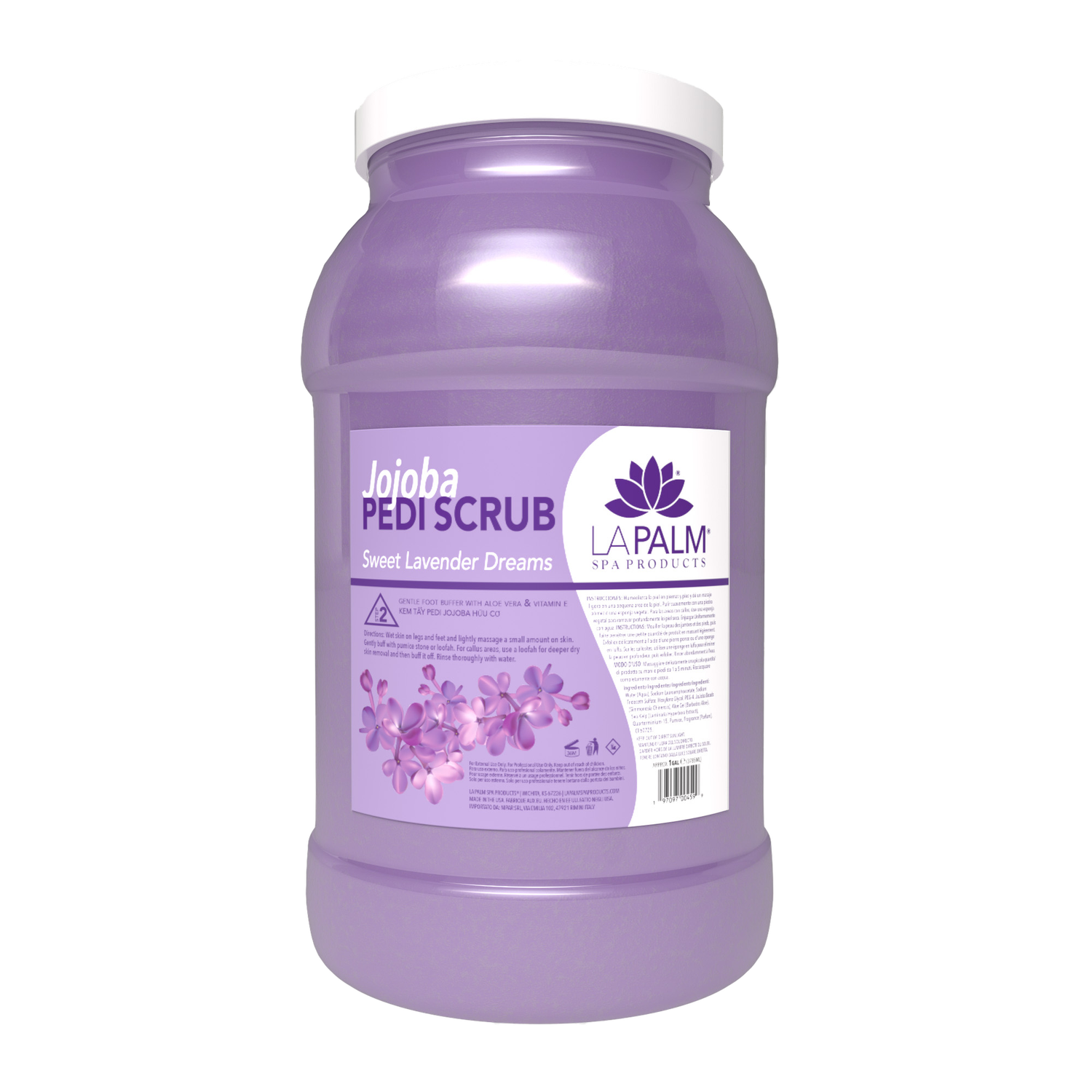 LAPALM Jojoba Pedi-Gel Scrub Bucket (1 Gal), Fragrance: Lavender Purple