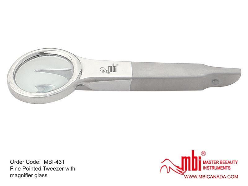MBI-431 Fine Pointed Tweezer with Magnifier Glass