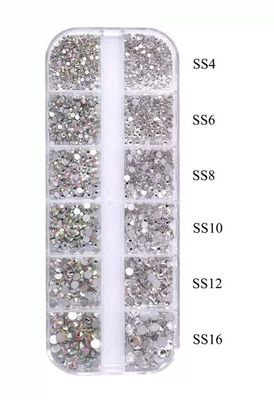 12 Grids Box Nail Accessories - White+AB