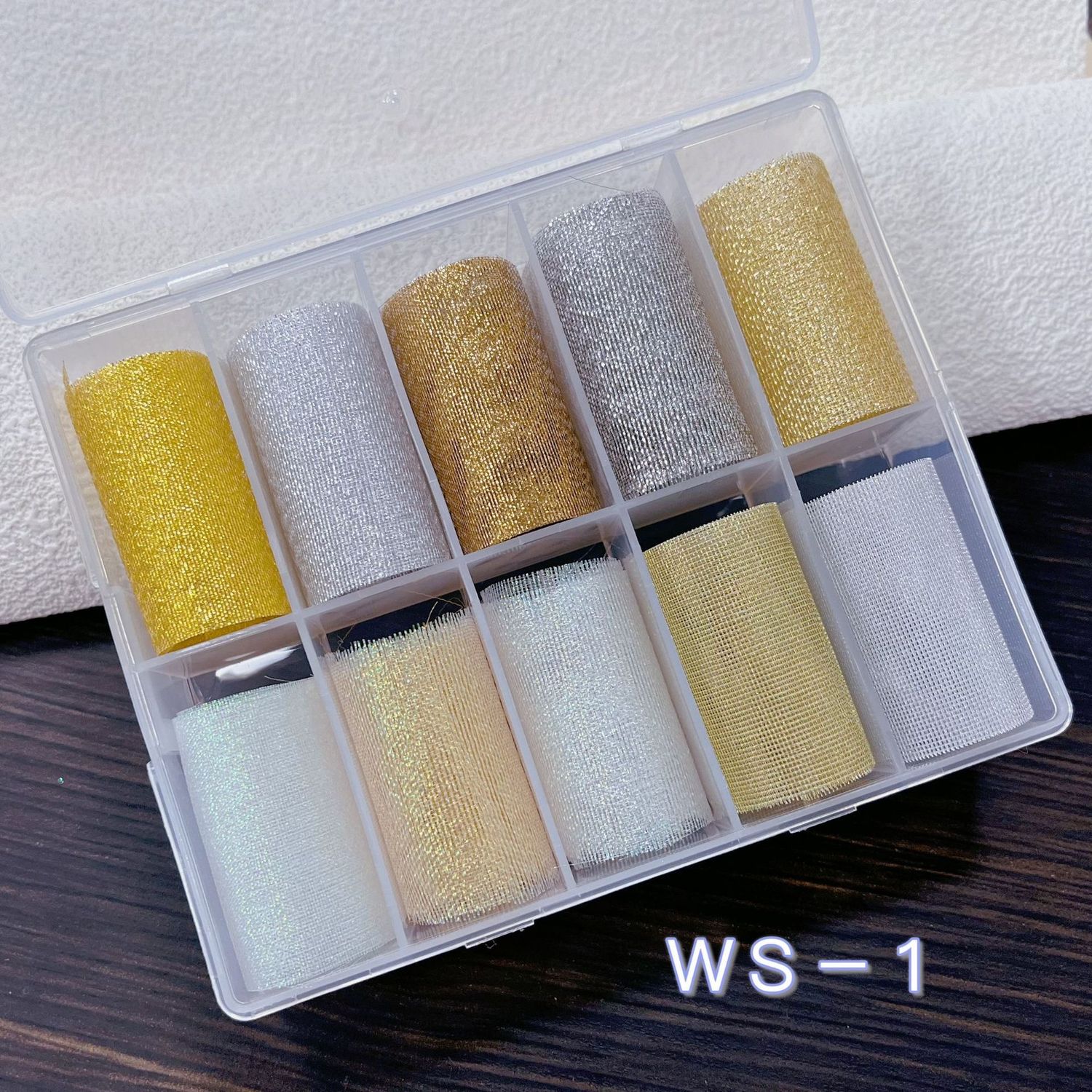 10 Rolls Nail Mesh Sticker Transfer, Name: WS 1