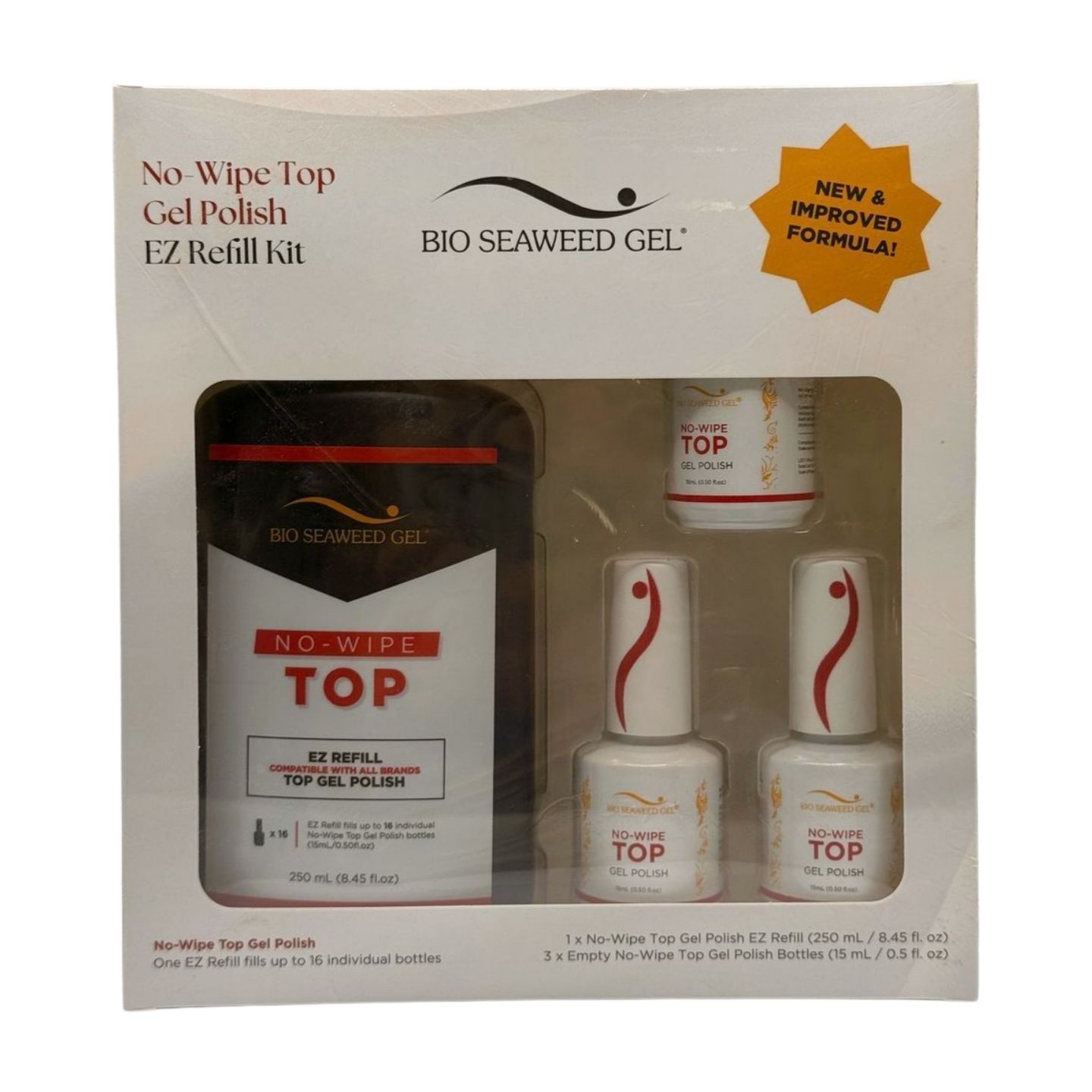Bio Seaweed Gel Polish - Non Wipe Top Refill Kit 8oz
