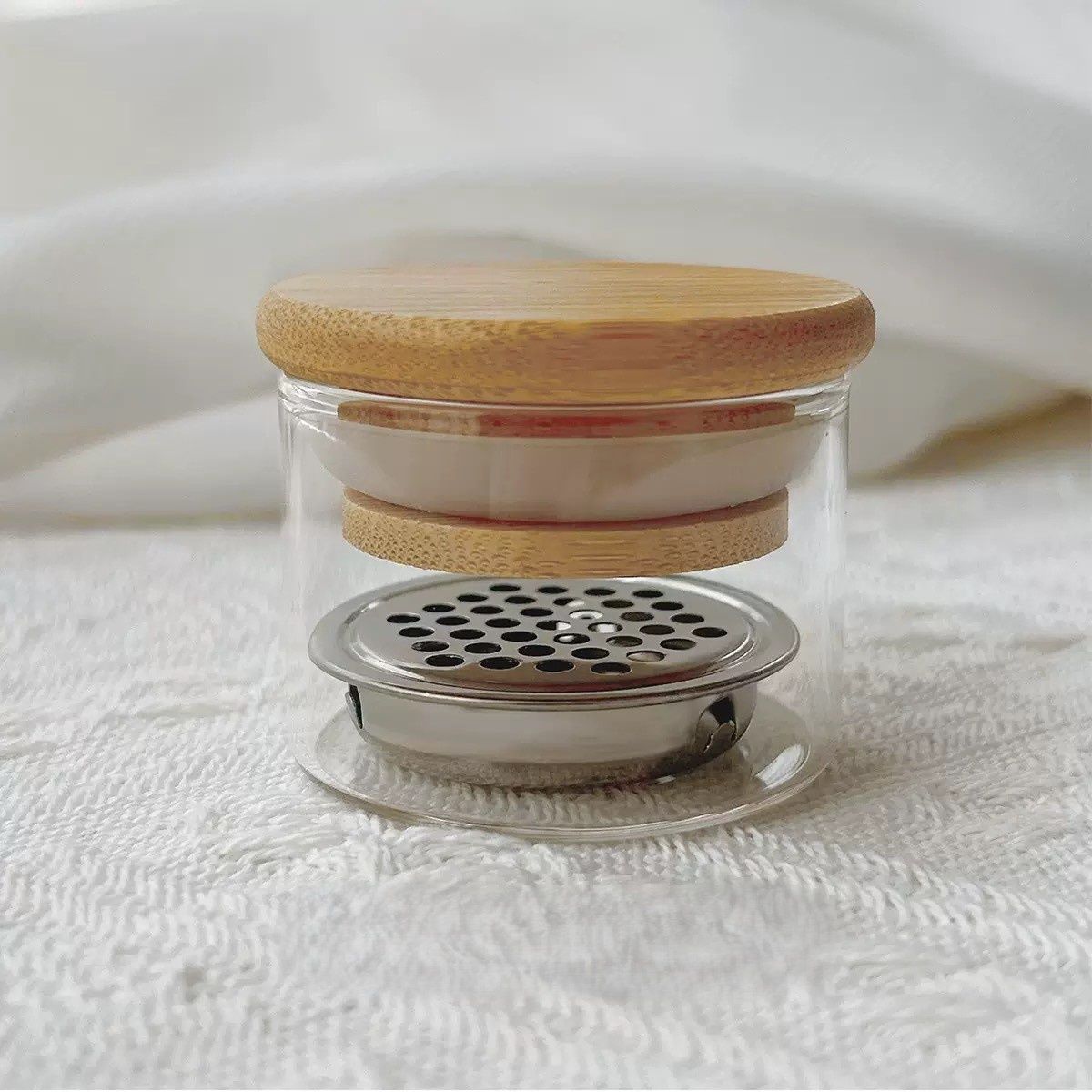 Glass Nail Brush Cleaning Cup with Lid