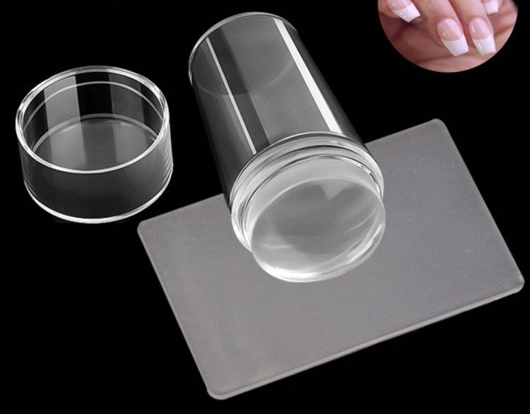 Nail Art Clear Silicone Stamper with Scraper