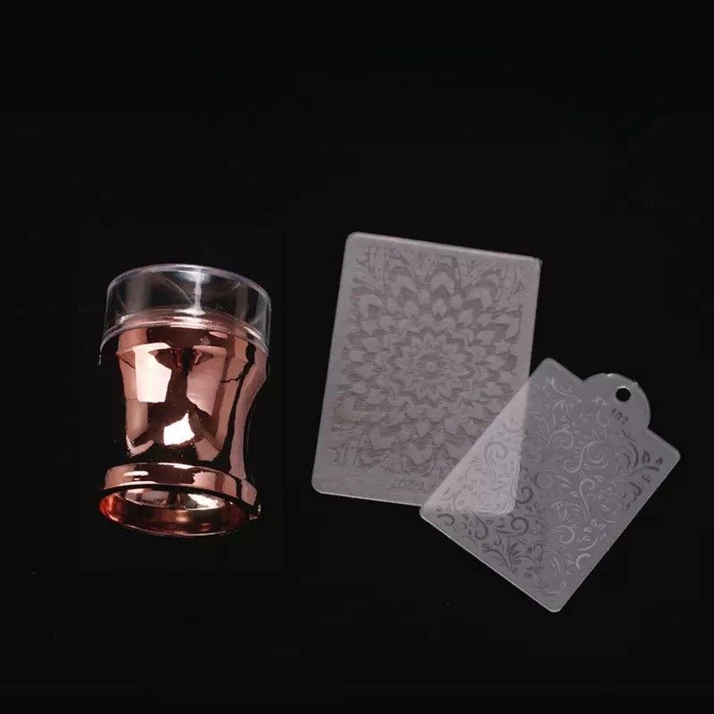 Nail Art Silicone Stamper with Scraper - Rose Gold